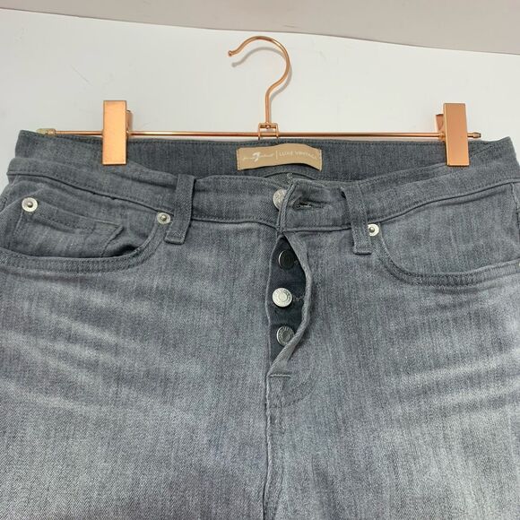 7 For all Mankind Josefina Button Fly Boyfriend Jeans Gray Wash Size 26 - Picture 8 of 15